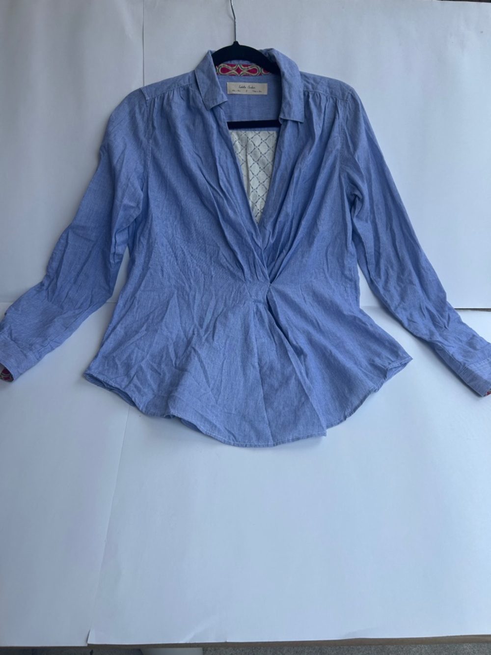 Light Blue Women's Twist-Front Button Down Shirt - Unknown Brand